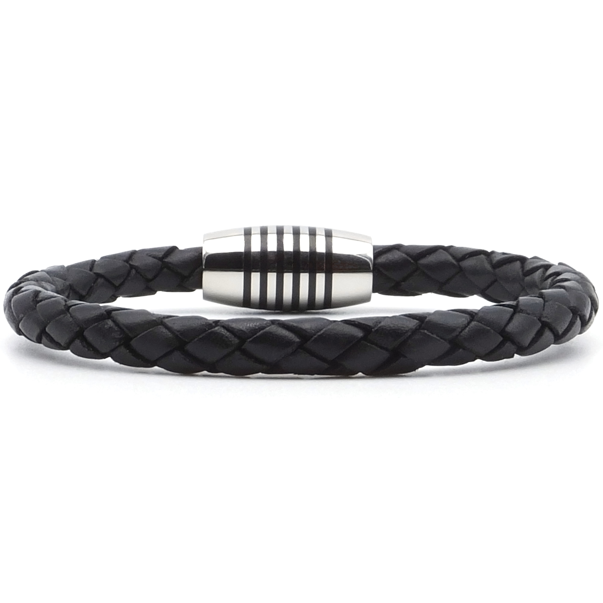 1 pcs Unisex Men's Genuine Braided Leather Steel Magnetic clasp Bracelet 7colors 