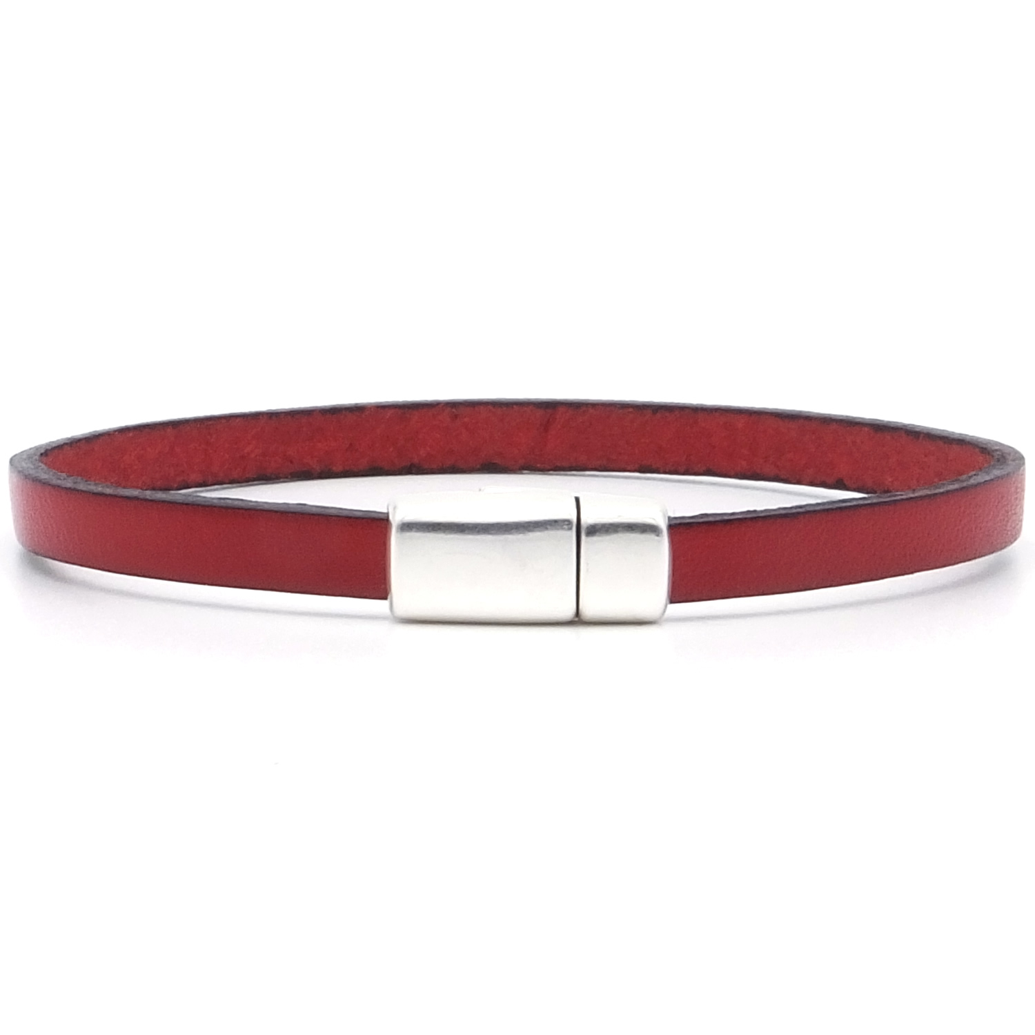 Men Women PU Leather And Brass Clasp Bracelet White And Red 