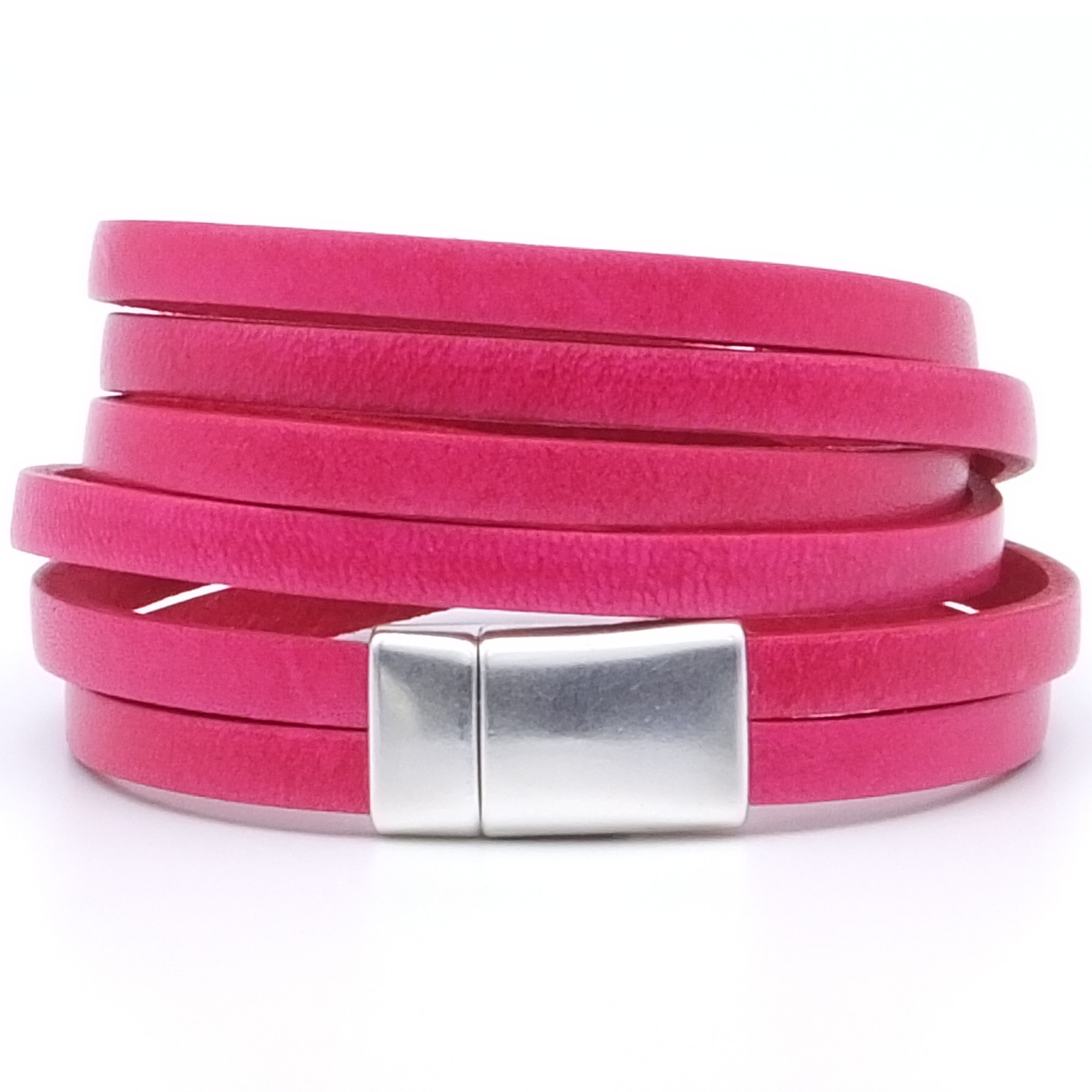 Sieraden Armbanden Handkettingen Pink leather bracelet 